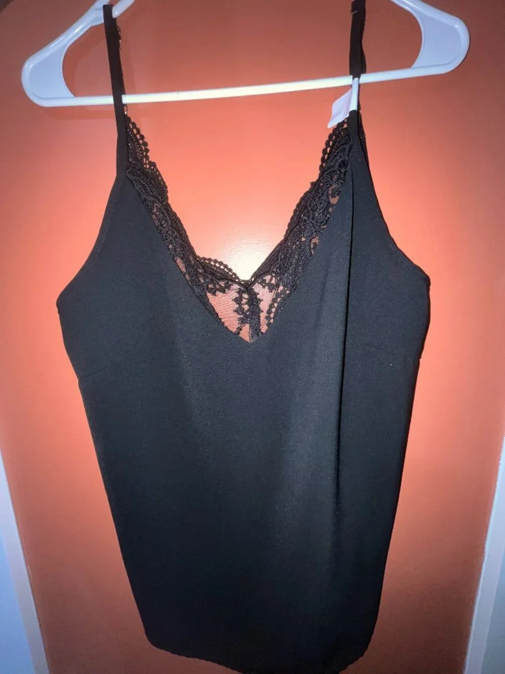 Black Lace-Trim V-Neck Camisole Tank Top